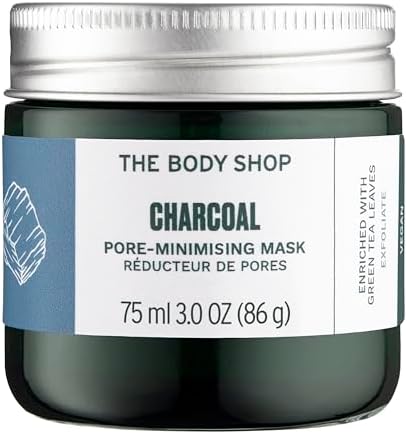 The Body Shop Charcoal Pore-Minimizing Mask | Clay-Based Exfoliating Face Mask | Absorbs Excess Oils & Draws Out Impurities, All Skin Types, 75 ml / 3.0 oz