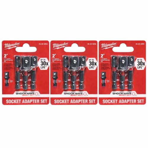 Milwaukee 48-32-5033 Power Drill Bit Extensions Shockwave Socket Adapter Set, 1/4