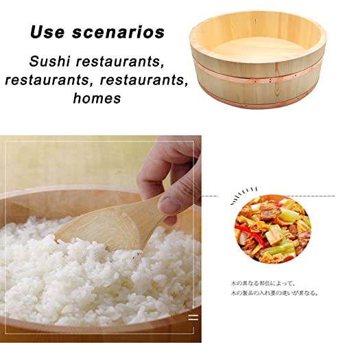 Wsha Round Sushi Rice Cooling Bowl/Tub With Copper Band, Wood Hangiri Sushi Oke Rice Mixing Tub For Making Sushi And Mixed Sushi Rice,72Cm #TOP3