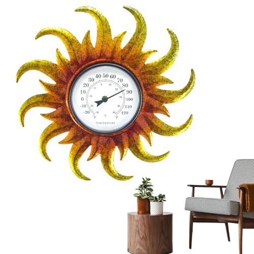 Thermomètre solaire extérieur mural sans pile pour décoration de maison et terrasse