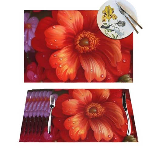 Set de table antidérapant PVC rouge 45x30cm lavable pour table de cuisine - 2