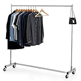 Bextsware Heavy Duty Clothing Rack, Industrial Grade Z-Base Garment Rack on Wheels with Brakes, Commercial Rolling Hanging Clothes Rack, 400LBS Load with 63