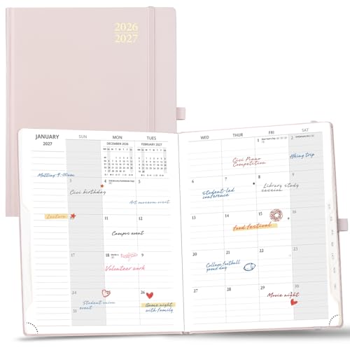 POPRUN Monthly Planner 2026-2027, Large Size-8.5" x 10.5", 18 Month Calendar Book (Jul 2026 - Dec 2027), Academic Calendar Planner with Tabs, Inner Pocket, Hard Cover, 100GSM Paper - Light P