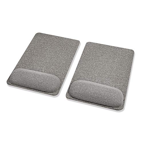 SenseAGE 2 Stück Mauspad mit Handauflage | Mousepad mit Kissen für Alle Maus | ergonomisch Mausunterlage gegen Handgelenkschmerzen für Büro/Homeoffice | Grau (225 x 155 mm)