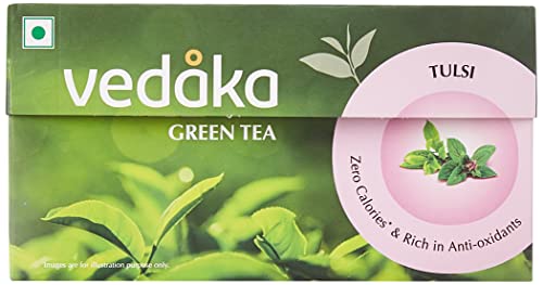 Image of Amazon Brand - Vedaka Green Tea, Tulsi, 25 Tea Bags
