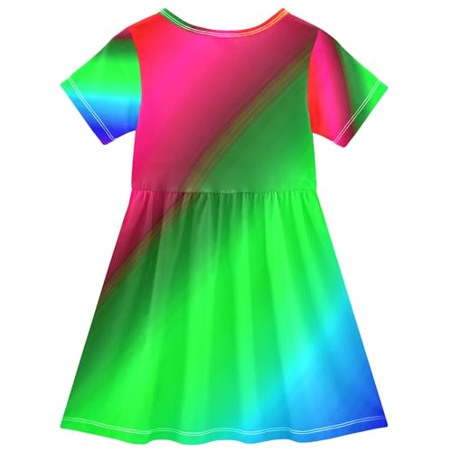 Abstract Vibrant Rainbow Colors Toddler Girls' Dresses 2t Summer Outfits Kids Spring Clothes Little Girl Dress2