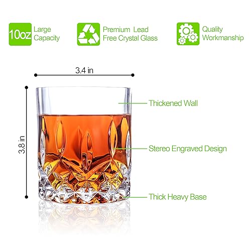 Whiskey Glasses Set of 8, 11 OZ Cocktail Glasses In Gift Box, Old Fashioned Glasses for Drinking Scotch Bourbon Cognac Vodka Rum Liquor, Rocks Glasses, Crystal Scotch Glasses, Gifts for Men - Image 6