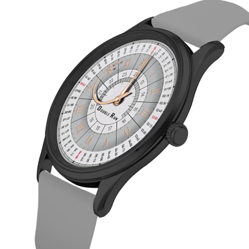 Image of DOUBLERUN Black Case Silicone Strap, 24-Hour Display, Roman Numerals, Analog Watch
