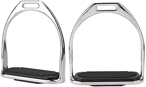 SALUTUYA Comfortable Iron Stirrups, English Stirrups Safety Stirrup 4.8inch Western Stirrups with Rubber Pad Knee Ankle Stress Pain Relief for Safe and Comfortable Riding