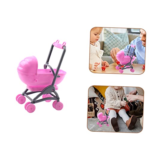 WESIEVYA Miniatur Puppenwagen Babywagen aus Robustem Detailgetreues Cartoon Design Geeignet für Puppenhaus Mädchen Langlebig und Realistisch für Rollenspiele – Bild 5