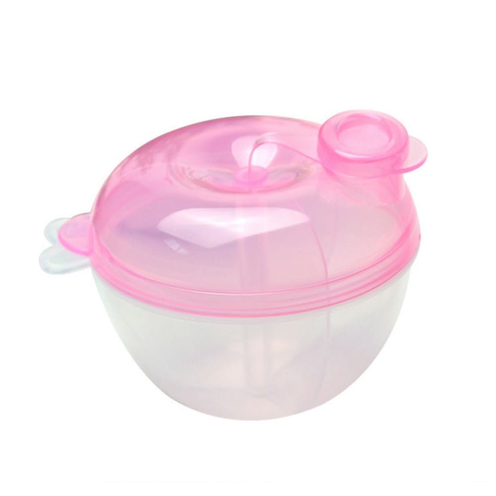 Portable Milk Powder Dispenser - Three-Compartment Baby Food Storage Container, Travel-Friendly Design in Pink for Easy Feeding on The Go