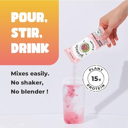 Image of Cureveda Pea Protein Isolate Powder with Herbs, Dairy Free, No Added Sugar, Orange, Pineapple, Watermelon, Guava, Green Apple, Strawberry, 6 Flavours x 3 Sachets, 23gm each, Pack Of 18