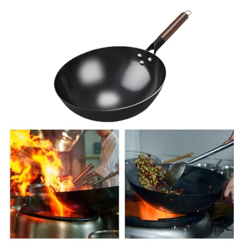 Wok sin recubrimiento con mango de madera 40 cm miniatura 5