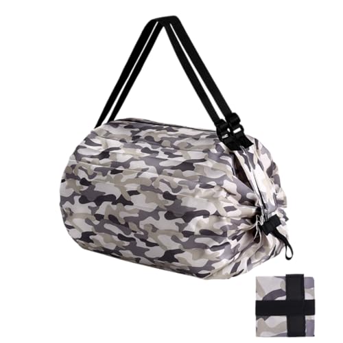 Bolsa de compras plegable reutilizable, bolsa de compras ligera resistente al agua, bolsa de asas portátil para compras, viajes, camping y actividades al aire libre, camuflaje marrón, A12.