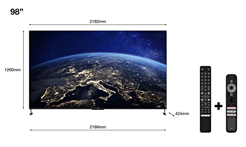 TCL 98C735 98 Zoll (248 cm) QLED Fernseher, 4K UHD, Google TV, 4K HDR Pro, 120Hz Motion Clarity PRO, HDMI 2.1, Dolby Vision & Atmos, ONKYO Sound, Voice Control, Metal Housing Alexa compatible