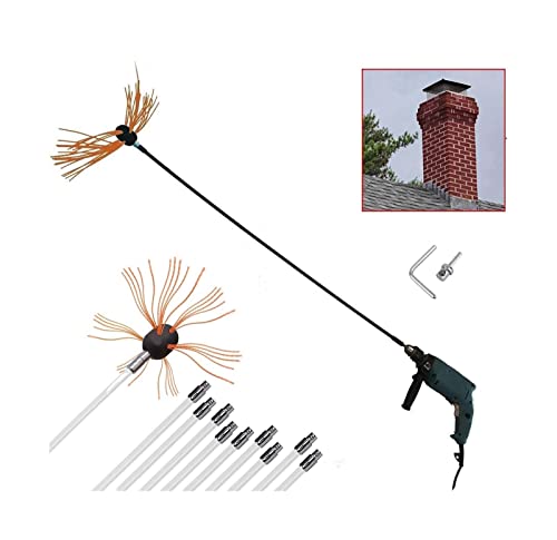 Cepillo De Chimenea, Kit De Deshollinador De Estufa De Pellets De Nailon For Limpieza De Chimeneas De Metal O Ladrillo Con Varillas De Nailon Flexibles(10 m)