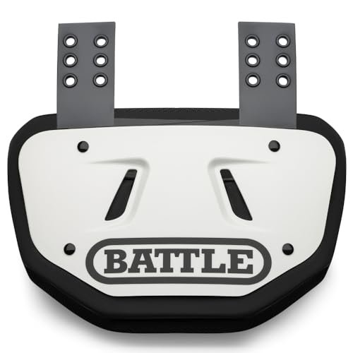 Battle Sports Chrome Football Back Plate Hard Shell Lower Back Protector with Contoured Foam for High-Impact Protection - Adult Pearl White
