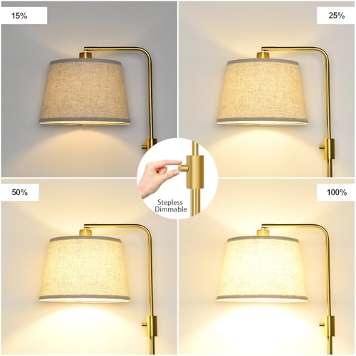 Image of Nintiue Dimmable Gold Floor Lamp, 1000 LM LED Edison Bulb Included, Arc Floor Lamps for Living Room with Marble Base, Modern Standing Lamp Tall Lamps for Living Room Bedroom
