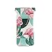 HUSSRITY Eyeglasses Case Tropical Leaves Flamingos Sunglasses Pouch Soft PU Leather Squeeze Top Eyeglass Holder Portable Glasses Case For Women Men
