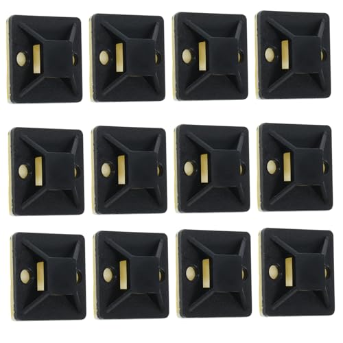 100 Pzs Bases de Brida Autoadhesivas ABS con Orificio para Tornillo Negro | Anclas Compactas, Instalación Fácil, Sujeción Segura, Gestión de Cables para Arnés, Bridas y Racimos miniatura 1