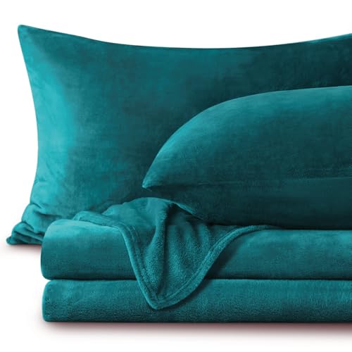 BEDELITE Flannel Sheets Full Size, Teal, 4 Pieces