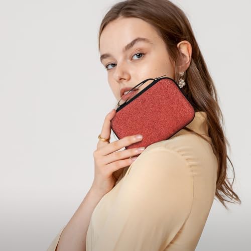 Étui de luxe rouge pailleté pour chargeur iPhone et câble