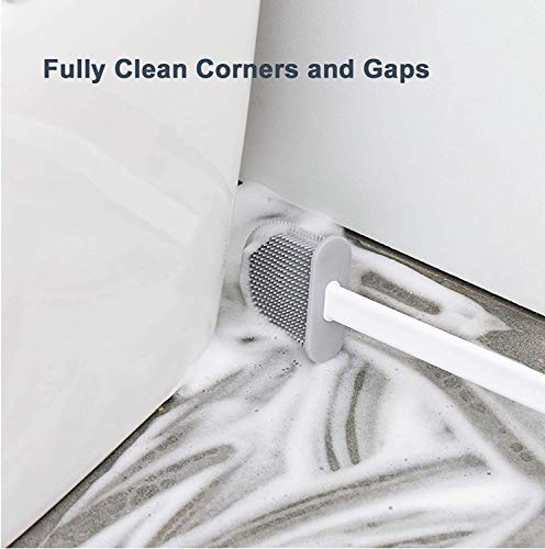 Image of UCRAVO Toilet Brush with Holder, Flexible Toilet Cleaning Bowl Brush Head with Silicone Bristles, Silicone Toilet Brush with Slim Holder Flex Non-Slip Long Handle