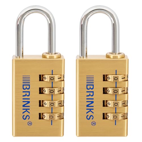 BRINKS - 30mm Solid Brass 4-Dial Resettable Padlock - Chrome Plated with Hardened Steel Shackle 2 Pack