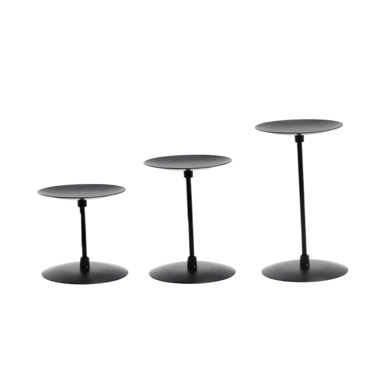 Iron Candle Holders 3pcs Pillar Candle Holders Candlestick Holder Table Decor Elegant Stand For Wedding Shelf Mantle(Black Tray)