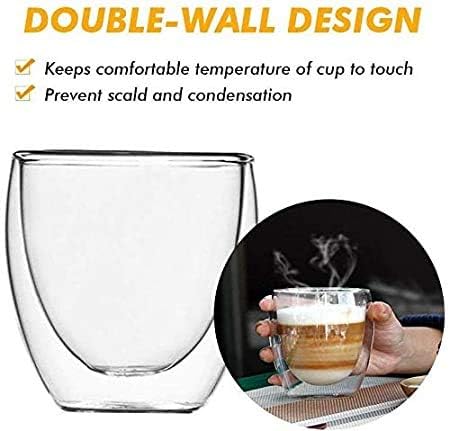 Image of IndusBay 250 ML Borosilicate Glass Double Wall Tumbler Mug Cup Insulated Glass for Hot Cold Juice Whisky Milk, 3 Piece
