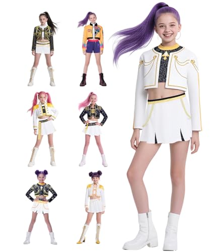 Image of Hitormoon Girls Demon Singer Costume Kids 3-14 Years, Hunters Cosplay Stage Performance Outfit for Toddler Halloween Costume