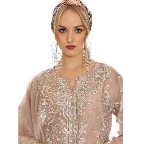 Image of Women's Net Multicolor Heavy Embroidery & Sequin Work Designer Stitched Salwar Suit