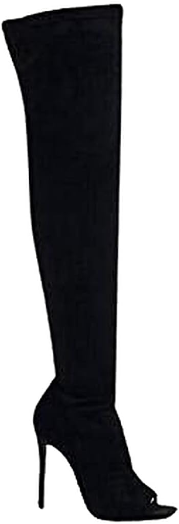 PAZZLE Over The Knee Thigh High Open Peep Toe Boots for Women Victoria-02 Black 9