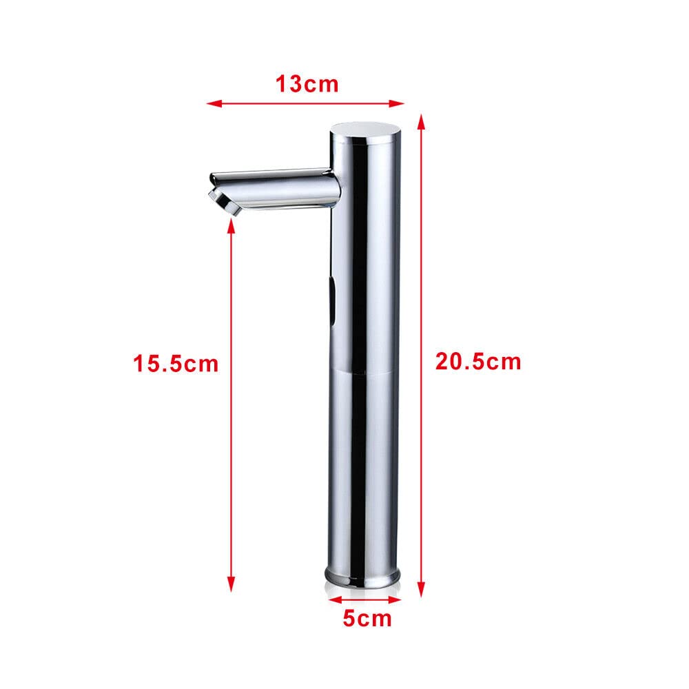 Robinet à capteur infrarouge, mitigeur de lavabo automatique, mitigeur de lavabo, robinet de salle de bain, robinet d'évier sans contact pour salle de bain, toilettes, cuisine, hôtel (20 cm)