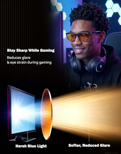 Image of TIJN Premium Blue Light Blocking Glasses for Women Men Computer Gaming Use | Square TR90 Frame Nerd Eyeglasses Anti Blue Ray with Red, Orange, Clear Lens for Computer, Phone, TV and Evening Screen Use