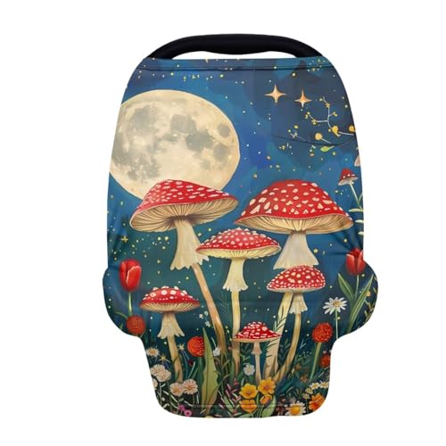 Image of Youngerbaby Mushroom Nursing Cover Breastfeeding Super Soft Multi Use for Baby Car Seat Covers Canopy Shopping Cart Cover Scarf Light Blanket Stroller Cover Baby Girl Necessities