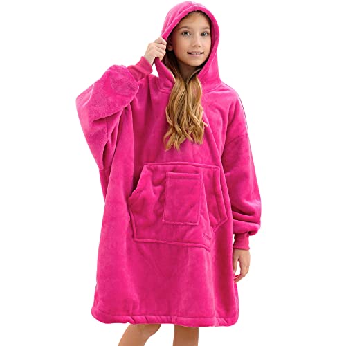 REDESS Blanket Hoodie Sweatshirt, Wearable Blanket Oversized Sherpa with sleeves and giant pocket, cozy hoodie for adults kids