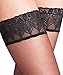 FALKE Women's Lunelle Thigh Highs, Ultra Sheer 8 Denier, Thigh High Stockings with Peacock Feather Lace, Non Slip, Black (Black 3009), US shoe 5-6.5, 1 Pair