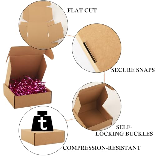 Image of Cardboard Boxes,15 Pack Shipping Boxes 6x6x2 Recyclable Mailing Boxes Colored Corrugated Cardboard Box Small Storage Boxes for Shipping, Mailing, Gifts Packaging (Kraft)