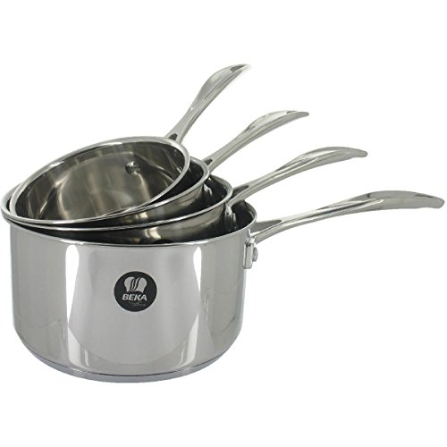 Bekaline 12066984 Chef Série de 4 Casseroles en acier Inoxydable 14/20 cm, Argenté