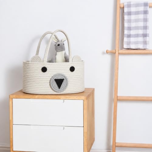 Image of House of Quirk Baby Diaper Caddy Organizer Cotton Rope Basket - Beige