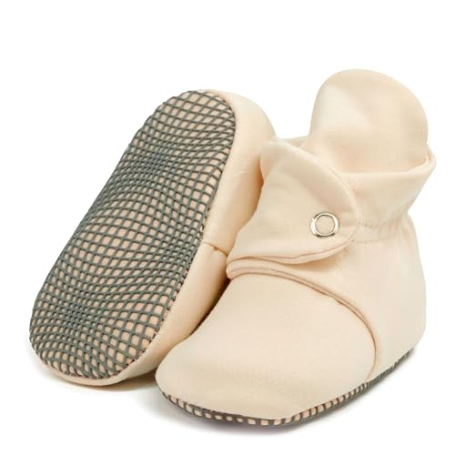 Image of Ella Bonna Baby Booties Organic Cotton Muslin Newborn Baby Slippers Baby Boy Booties, Infant Girl Booties, 6-12 months, 0-6 Months, 12-18 Months, 0-3 Months, 18-24 Months, Toddler Shoes