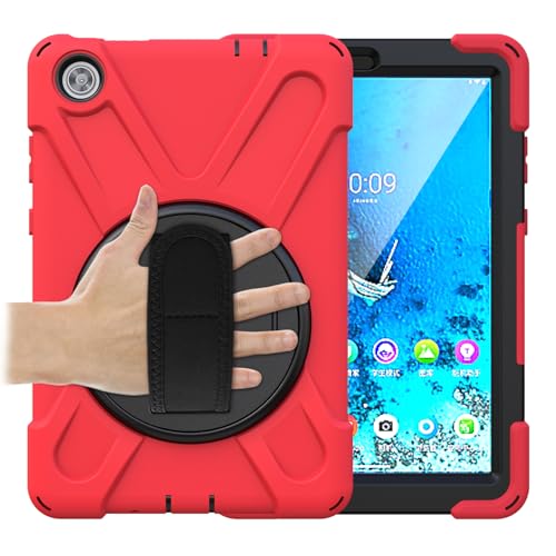 Étui Lenovo Tab M8 antichoc pour éviter les casses d'écran avec coque robuste rouge à support