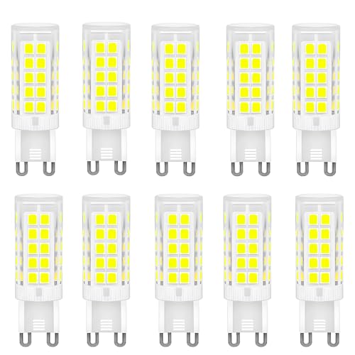 WULUN Bulbo LED G9 5w, AC/DC 220 240v, 6000k frío y blanco, 500 lumen, protección ocular, ahorro de energía, luz no ajustable, lámpara de techo, 10