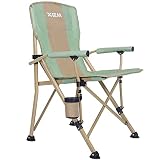 XGEAR Camping Chair with Padded Hard Armrest, Sturdy Folding Camp Chair with Cup Holder, Lawn Chair