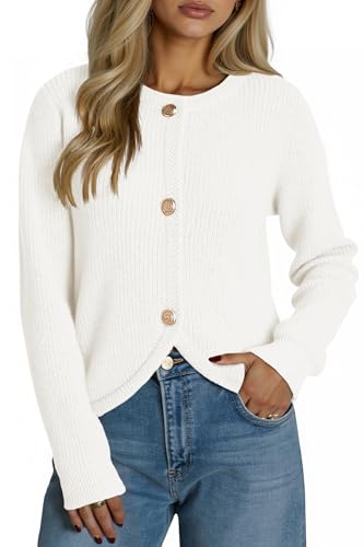 Saodimallsu Womens Cropped Cardigan Sweaters Button Up Long Sleeve Crewneck Fall Dressy Casual Knit Sweater Jackets2