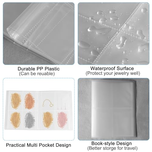 PATIKIL Transparent Jewelry Storage Book, 160 Pockets Travel Jewelry Organizer with 30 Zipper Bags for Travel Ring Necklace - Image 3