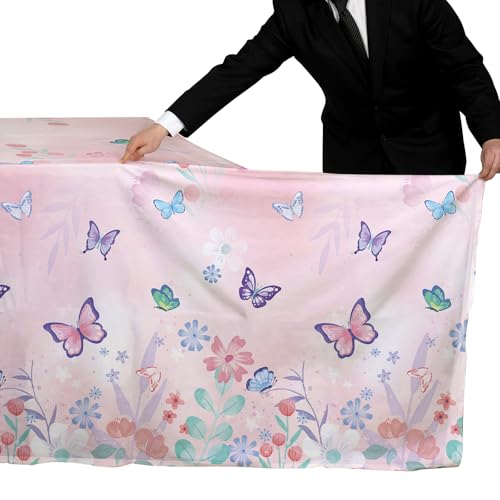 Image of Gatherfun Butterfly Birthday Party Supplies: Butterfly Decorations with 2 PCS Disposable Plastic Tablecloths, for Kid's Birthday Party Decorations, Size 54 inchx 108
