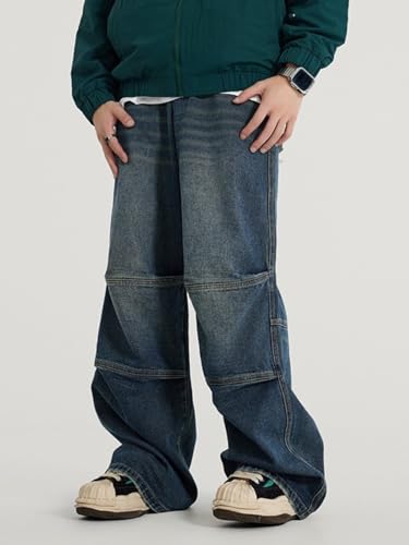 Jeans Pants Trousers Denim Spring and Summer Men's Splicing Small Design Sense Loose Floor Wide Leg Men2