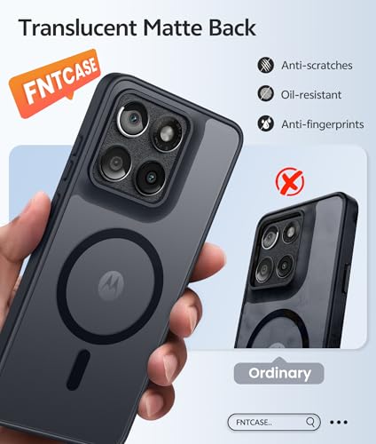 Image of FNTCASE for Motorola Edge 2026 Magnetic Case: [Compatible with Magsafe] Translucent Matte Cases with [Screen Protector] Military Grade Shockproof Protective Phone Cover(6.5 inch /Black)